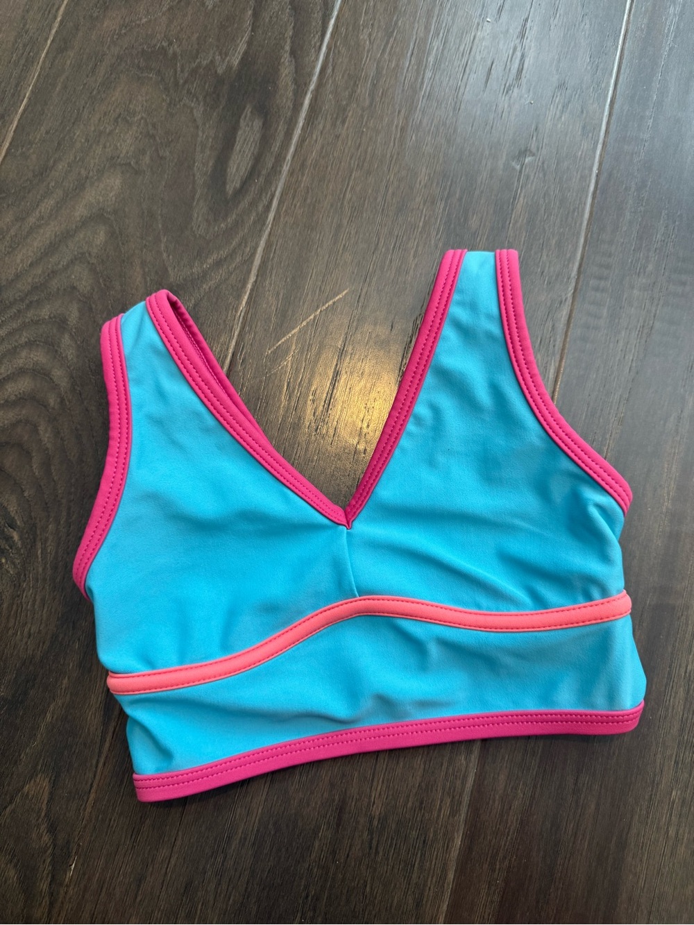 Oh la la Bright Turquoise Dance Crop with Hot Pink Trim